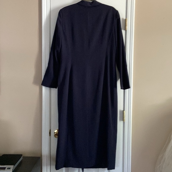 Vintage J.G. Hook Navy Blue Long Overcoat Tall Size 16 - Picture 3 of 4